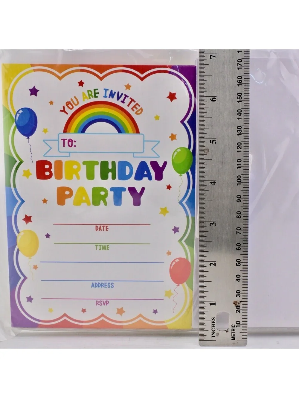 30 Pack Birthday Party Invitations for Kids Boys Girls – 5x7 Rainbow Birthday...